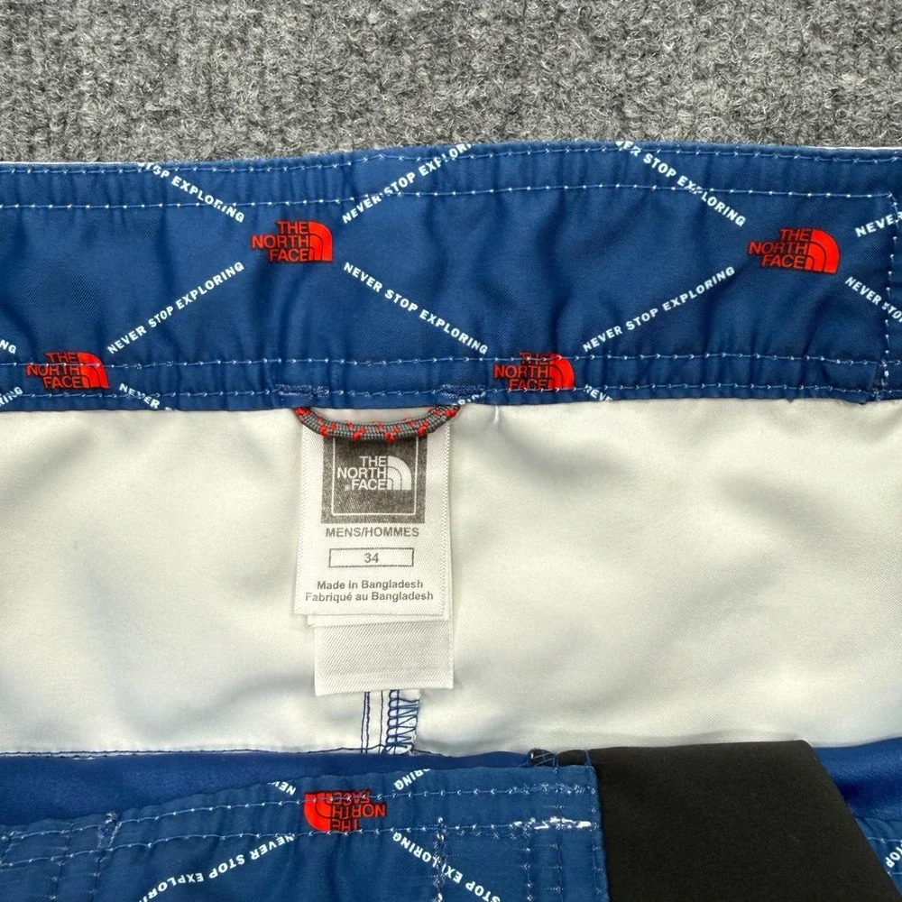 The North Face Mens Blue White Colorblock Board Shorts Swim Trunks Size 34